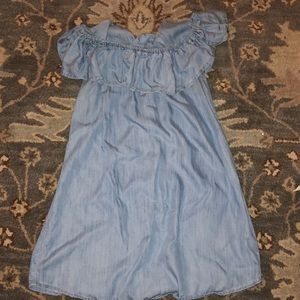 lulus denim off shoulder dress size M